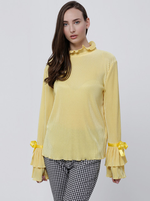 

Splash Women Yellow Self-Striped Top