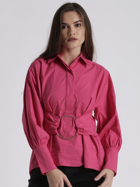 

Splash Women Pink Solid Shirt Style Pure Cotton Top