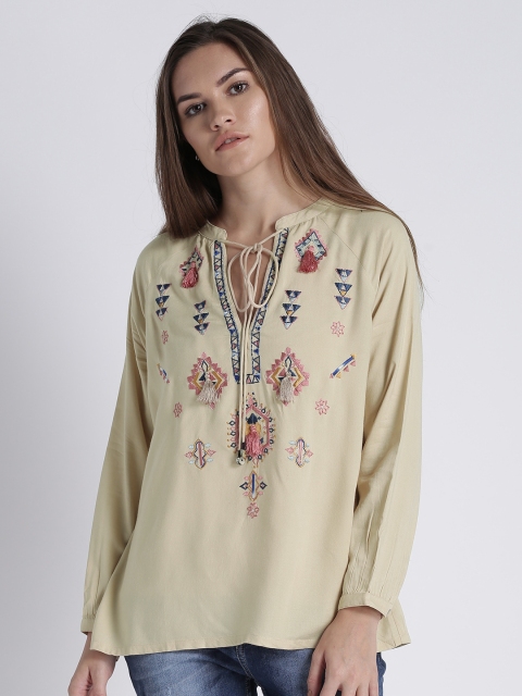 

Splash Women Beige Self Design Top