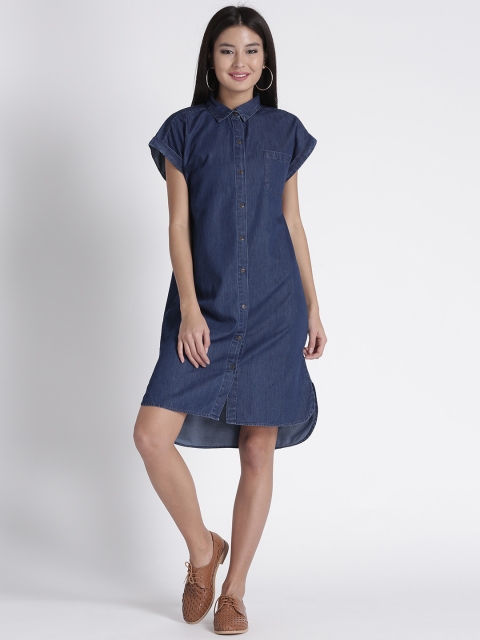 

Splash Women Blue Solid Shirt Dress
