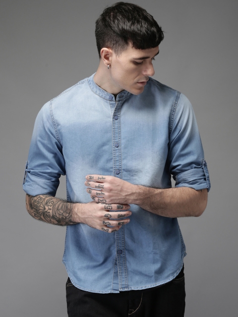 

HERE&NOW Men Blue Regular Fit Faded Denim Casual Shirt