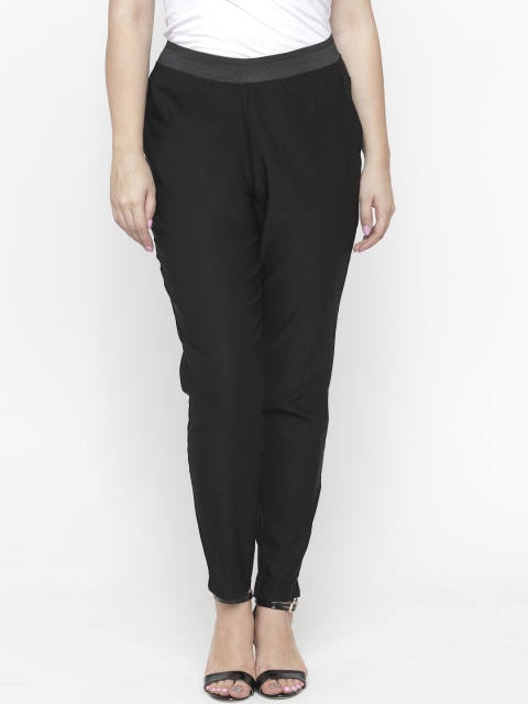 

aLL Plus Size Women Black Regular Fit Solid Regular Trousers