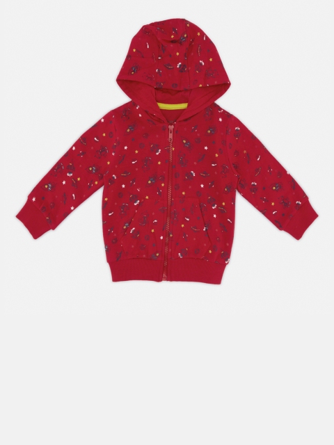 

Chirpie Pie by Pantaloons Boys Red Printed Hooded Sweatshirt