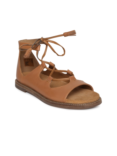 

Clarks Women Brown Solid Leather Open Toe Flats