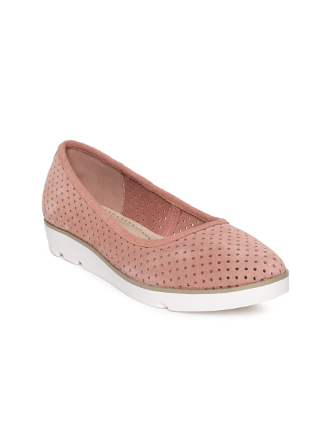 

Clarks Women Pink Solid Suede Flat Shoes with Laser Cuts