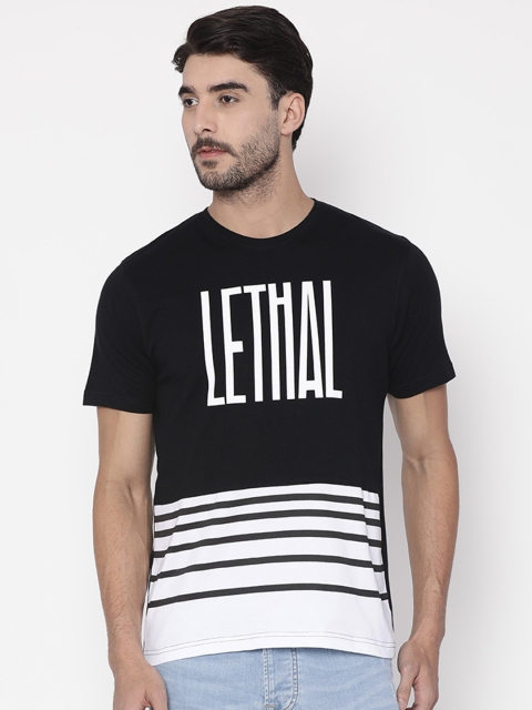 

Slub Men Black Printed Round Neck T-shirt