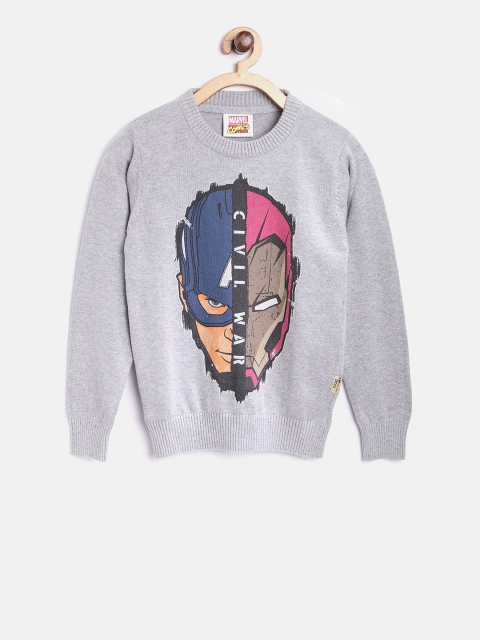 

Flying Machine Boys Grey Melange Printed Sweater