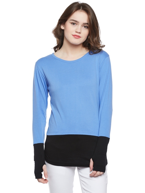 

Hypernation Women Blue & Black Colourblocked Top