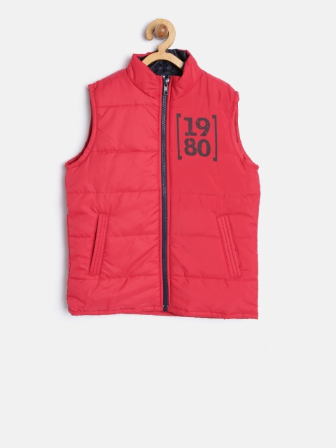 

Flying Machine Boys Red Solid Sleeveless Padded Jacket