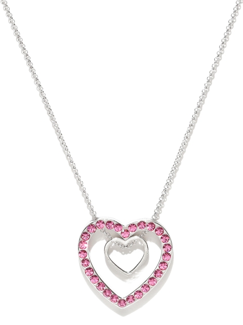 

Jewels Galaxy Pink Silver-Plated Stone-Studded Necklace