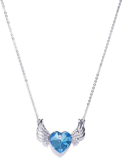 

Jewels Galaxy Blue & Silver-Toned Rhodium-Plated CZ Stone-Studded Necklace