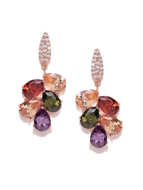 

Jewels Galaxy Multicoloured 18K Rose Gold-Plated Handcrafted Drop Earrings, Multi