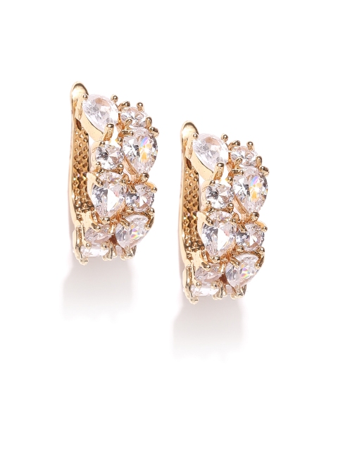 

Jewels Galaxy 18K Gold-Plated CZ Stone-Studded Handcrafted Hoop Earrings