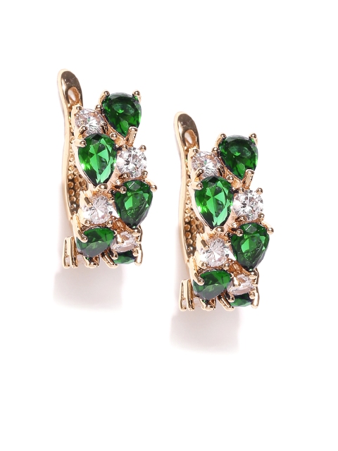 

Jewels Galaxy Green 18K Gold-Plated CZ Stone-Studded Handcrafted Hoop Earrings
