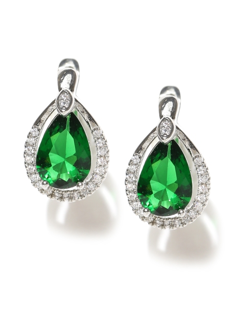 

Jewels Galaxy Green CZ Stone-Studded Handcrafted Platinum-Plated Studs