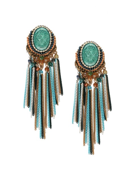 

Jewels Galaxy Blue Gold-Plated Handcrafted Tasselled Earrings