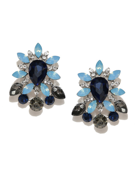 

Jewels Galaxy Blue Silver-Plated Handcrafted Floral Studs