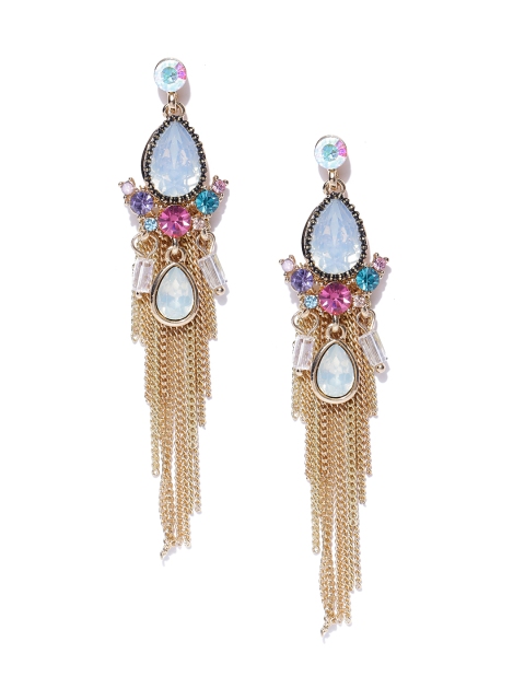 

Jewels Galaxy Multicoloured Gold-Plated Handcrafted Contemporary Drop Earrings, Multi