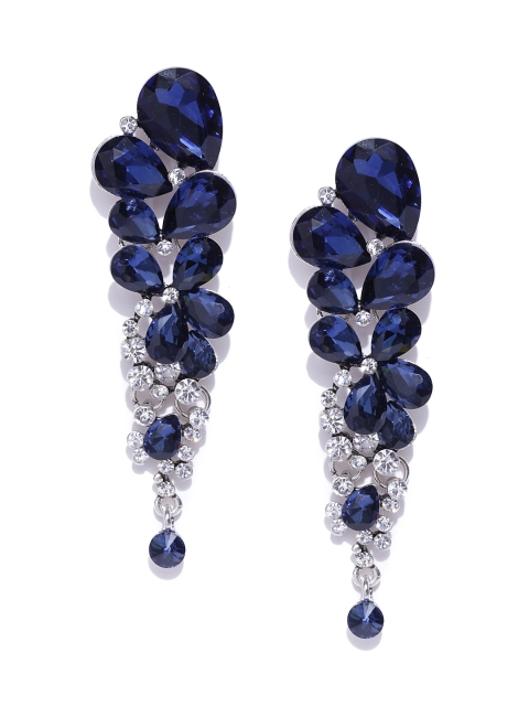 

Jewels Galaxy Navy Silver-Plated Handcrafted Contemporary Drop Earrings