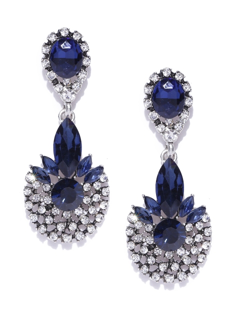 

Jewels Galaxy Navy Silver-Plated Handcrafted Contemporary Drop Earrings
