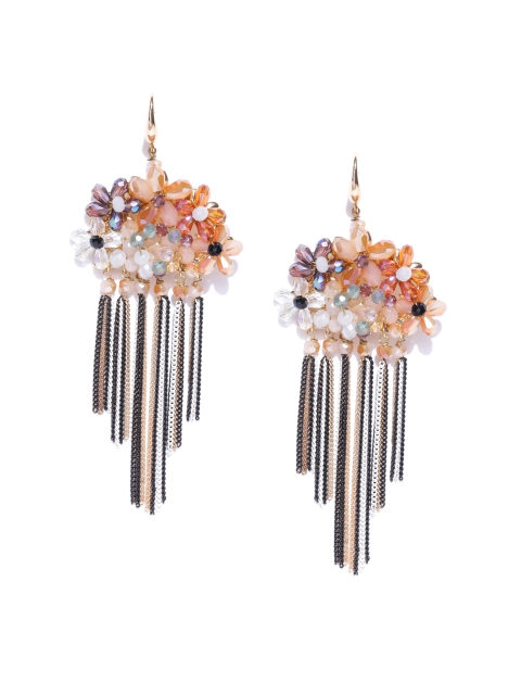 

Jewels Galaxy Multicoloured Floral Gold-Plated Handcrafted Tasselled Earrings, Multi