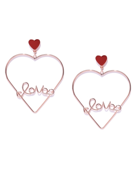 

Jewels Galaxy 18 K Rose Gold-Plated Heart-Shaped Handcrafted Drop Earrings