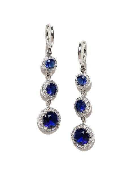 

Jewels Galaxy Blue Silver-Plated Handcrafted Contemporary Drop Earrings