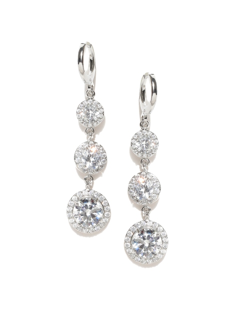 

Jewels Galaxy Silver-Plated CZ Stone-Studded Handcrafted Drop Earrings