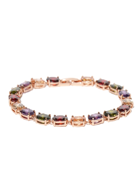 

Jewels Galaxy Multicoloured Rose Gold-Plated Handcrafted Link Bracelet, Multi