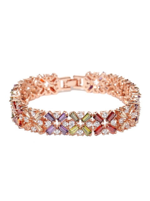

Jewels Galaxy Multicoloured Rose Gold-Plated Handcrafted Link Bracelet, Multi