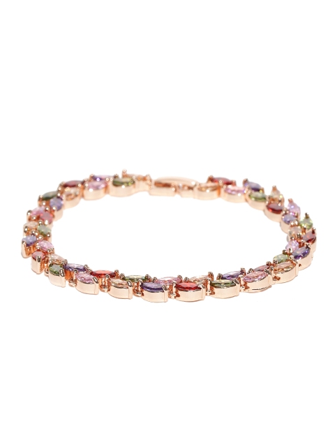 

Jewels Galaxy Multicoloured Rose Gold-Plated Handcrafted Link Bracelet, Multi