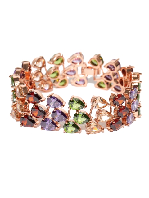 

Jewels Galaxy Multicoloured Rose Gold-Plated Handcrafted Link Bracelet, Multi
