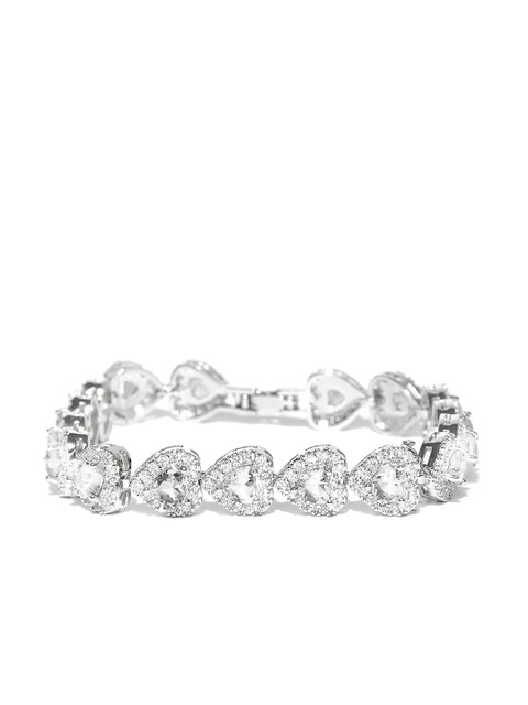 

Jewels Galaxy Silver-Toned & Off-White Rhodium-Plated Handcrafted Bracelet