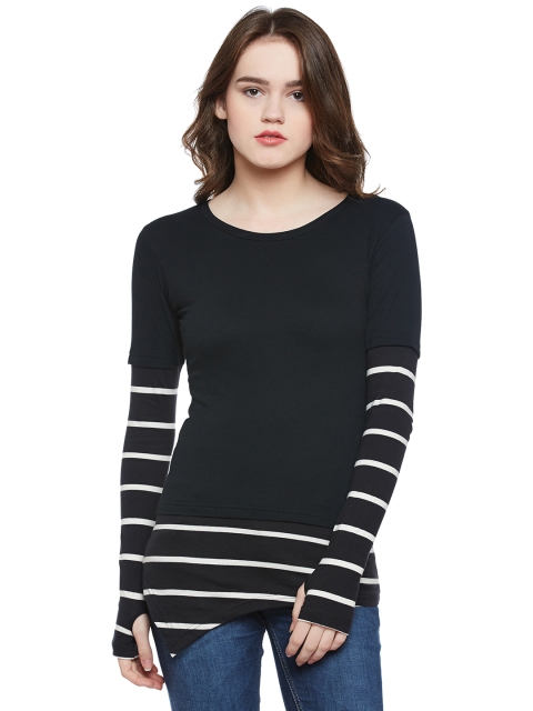 

Hypernation Women Black Striped Top