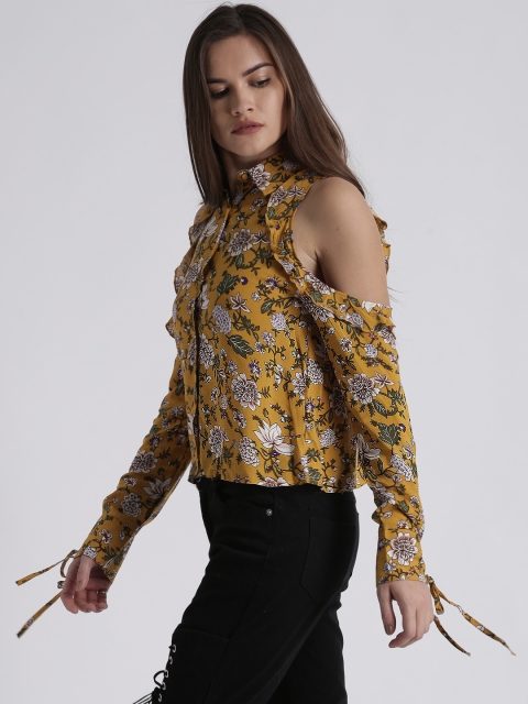 

Splash Women Mustard Yellow Printed Casual Shirt