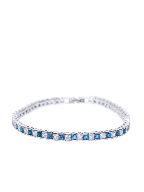 

Jewels Galaxy Silver-Toned & Blue Rhodium-Plated Handcrafted Bracelet