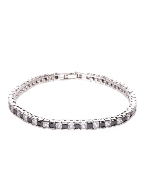 

Jewels Galaxy Silver-Toned & Black Rhodium-Plated Handcrafted Link Bracelet