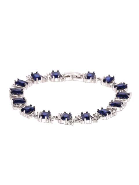 

Jewels Galaxy Silver-Toned & Blue Rhodium-Plated Handcrafted Link Bracelet