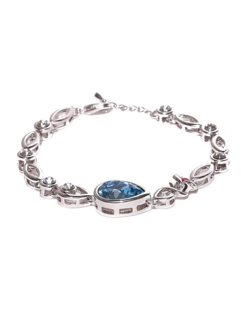 

Jewels Galaxy Silver-Toned & Blue Rhodium-Plated Handcrafted Link Bracelet