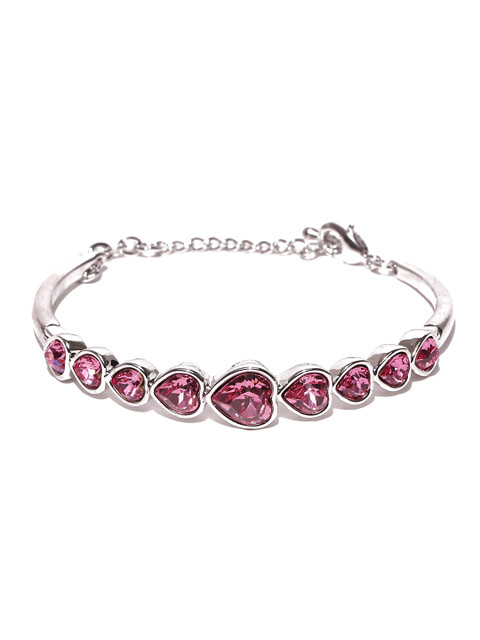 

Jewels Galaxy Pink Brass Rhodium-Plated Handcrafted Stone-Studded Bracelet