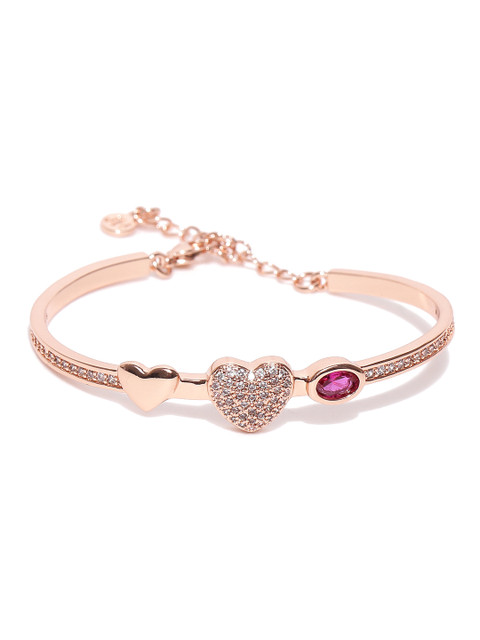 

Jewels Galaxy 18K Rose Gold-Plated Handcrafted Stone-Studded Bangle-Style Bracelet