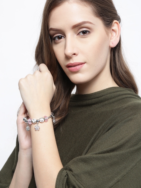 

Jewels Galaxy Silver-Toned Rhodium-Plated Handcrafted Bracelet