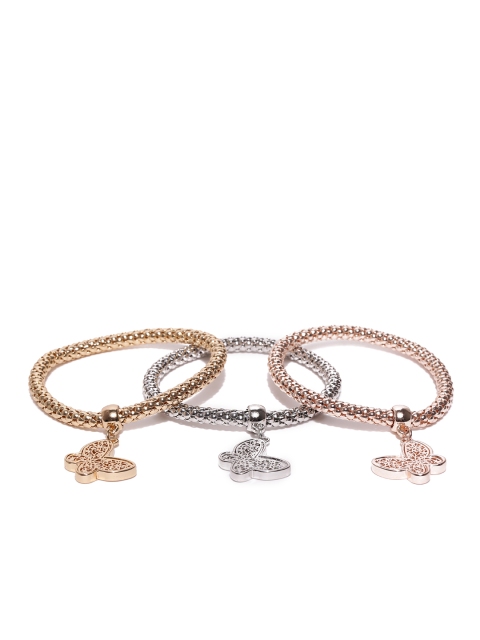 

Jewels Galaxy Set of 3 Handcrafted Contemporary Bracelets, Gold