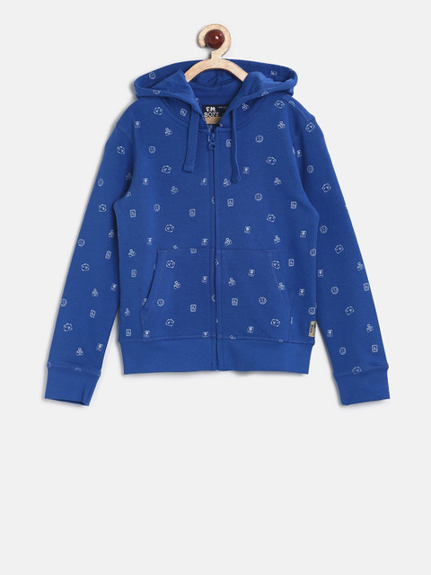 

Flying Machine Boys Blue Solid Hooded Sweatshirt