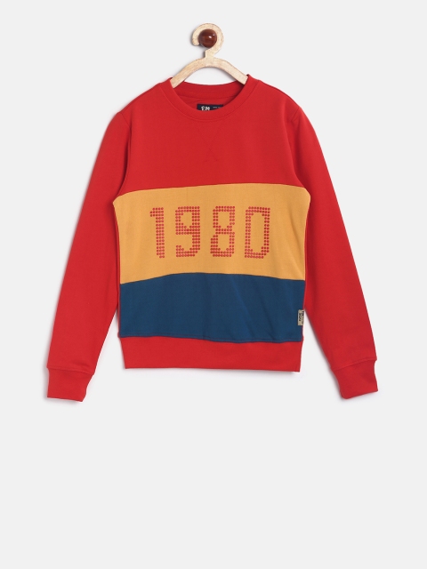 

Flying Machine Boys Red & Blue Printed Sweatshirt