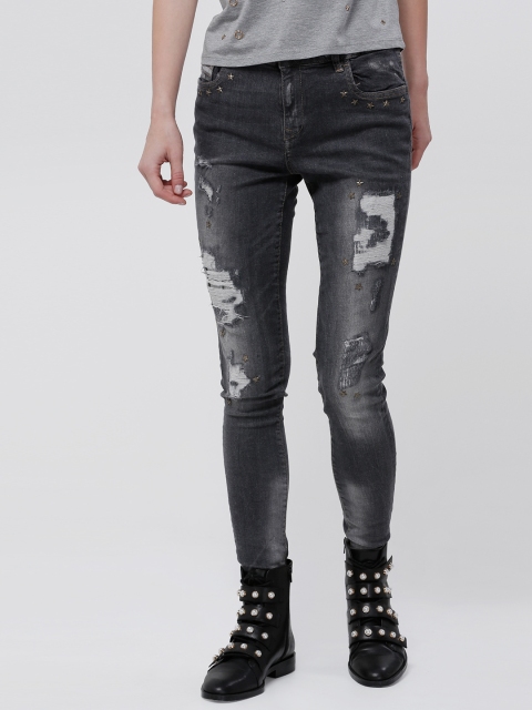 

Splash Women Grey Skinny Fit Mid-Rise Mildly Distressed Stretchable Jeans