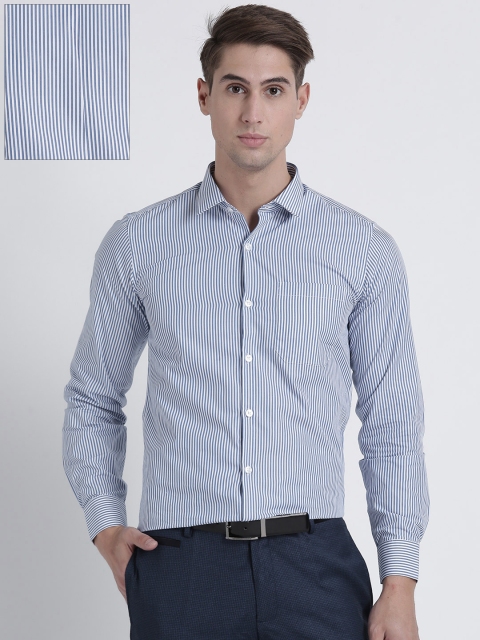

Splash Men Blue & White Slim Fit Striped Formal Shirt