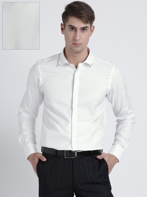 

Splash Men White Tailored Fit Self Design Formal Shirt