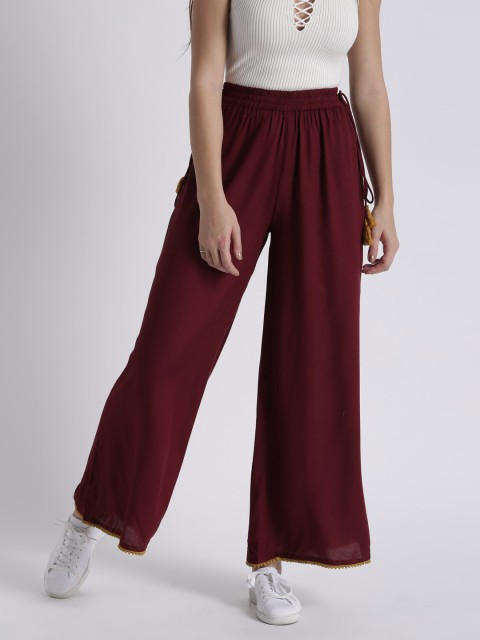 

Splash Women Maroon Solid Straight Palazzos