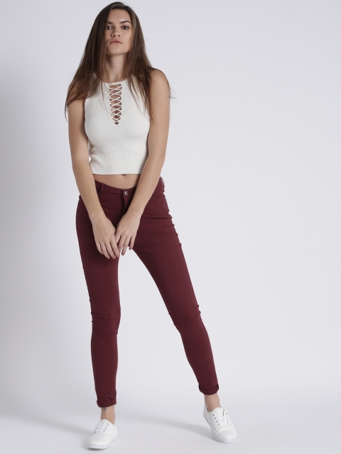 

Splash Women Maroon Regular Fit Solid Chinos